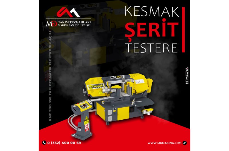 KME 2DG 350 Tam Otomatik Elektronik Açılı Kesmak Şerit Testere