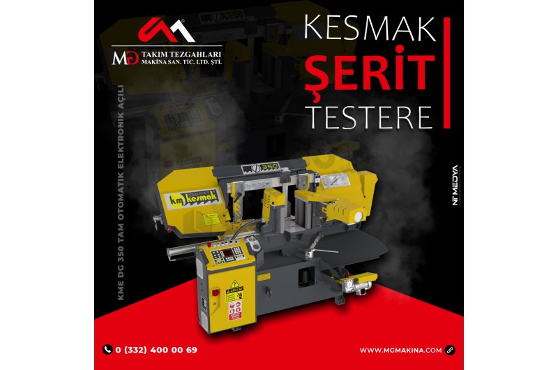 KME DG 350 Tam Otomatik Elektronik Açılı Kesmak Şerit Testere