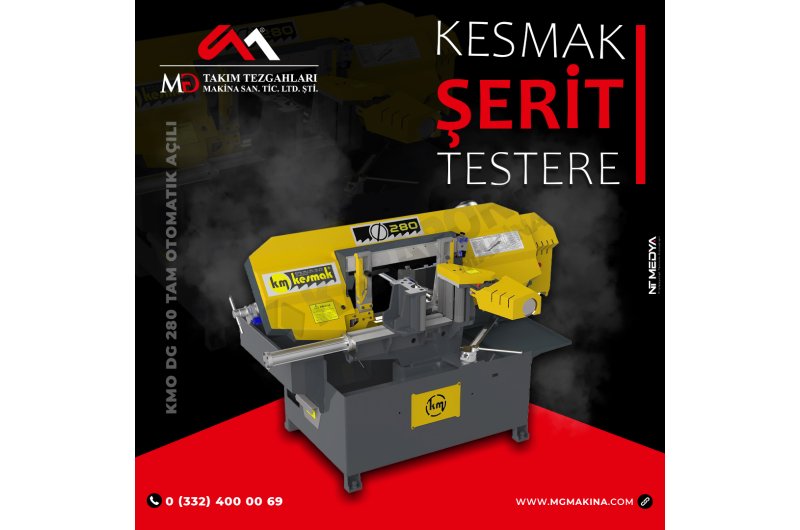 KMO DG 280 Tam Otomatik Açılı Kesmak Şerit Testere