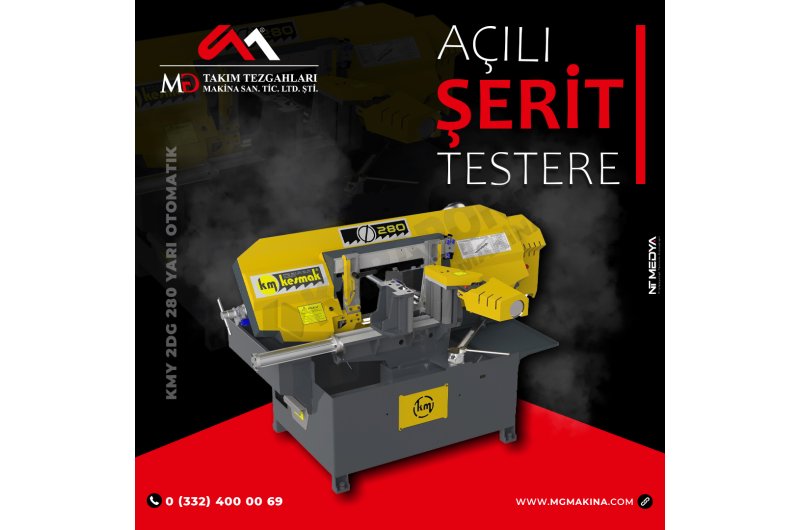 KMY 2DG 280 Yarı Otomatik Açılı Şerit Testere