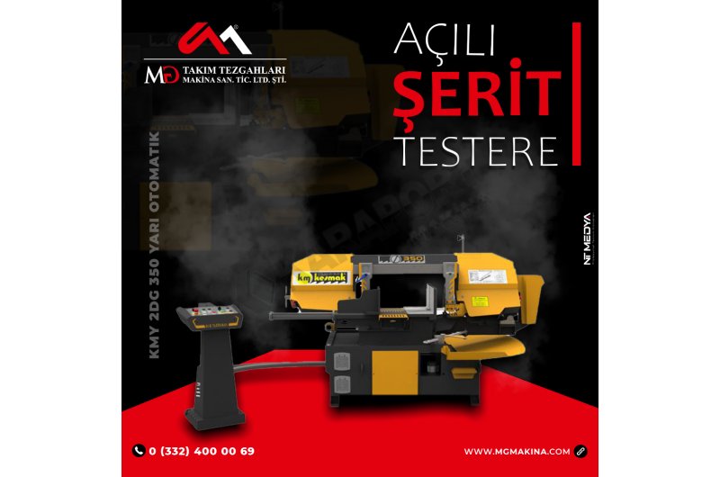 KMY 2DG 350 Yarı Otomatik Açılı Şerit Testere