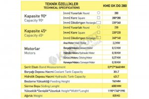 KME DG GK 280 Tam Otomatik Elektronik Açılı Kesmak Şerit Testere