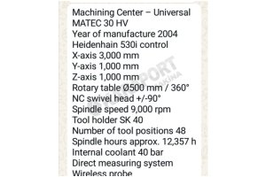 MATEC 30 HV CNC İŞLEME