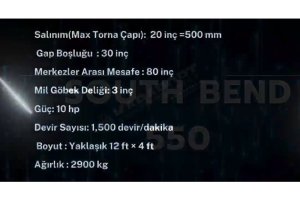 South Bend 550 Boy 2 metre Üniversal Torna Tezgahı
