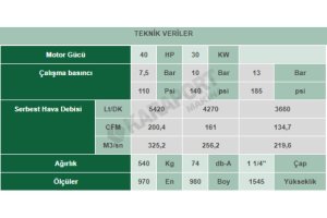 VEK 40 İnvertörlü Vidalı Kompresör